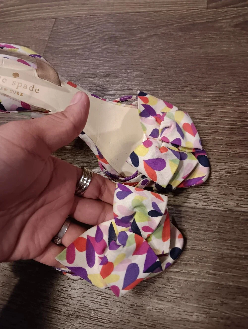 kate spade Multicolor Teardrop Print Slingback Heels with Bow